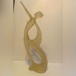 Vintage MCM Art Deco/Art Nouveau Frosted Lucite Nude Women with Drape Sculpture